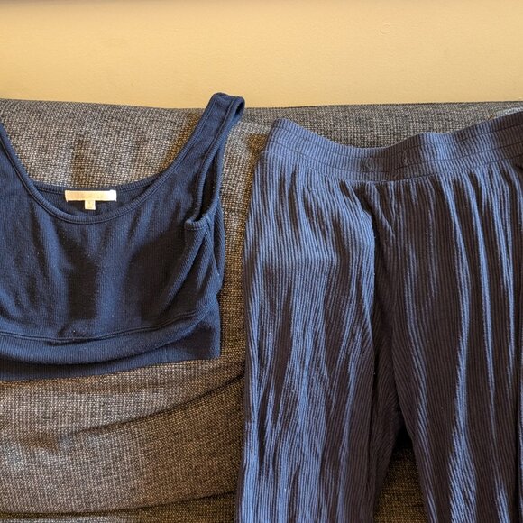 Navy Z Supply Matching Lounge Wear Set — Ribbed Pants (XS) + Bra (S) - Picture 2 of 6
